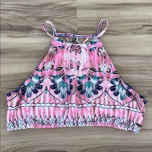 O’Neill Pink Pattern High Neck Swim Top